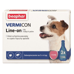 BEAPHAR VERMICON LINE-ON pchły kleszcze PIES do 15kg 3x1,5ml